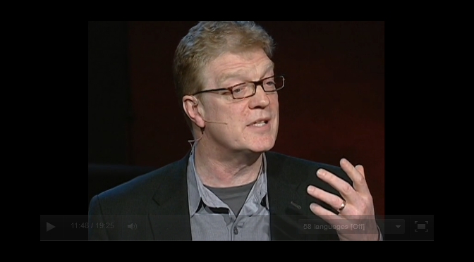 Picture of Ken Robinson giving a Ted Talk.